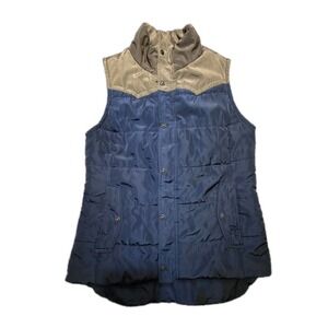 Ariat Puffer Vest Women's Medium Blue Western Full Zip Paisley Pockets Western